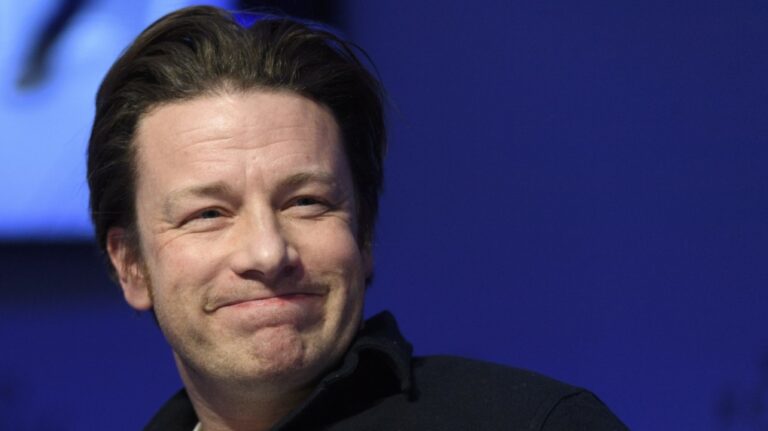 British chef Jamie Oliver during a panel session in Davos, Switzerland, Jan. 18, 2017. (Laurent Gillieron/Keystone via AP, file)