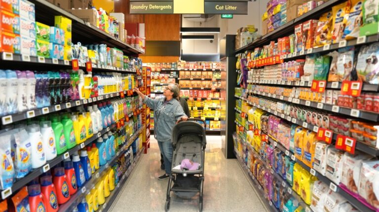 Customers shop in a No Frills grocery store in Toronto on May 30, 2024. (Chris Young / The Canadian Press)