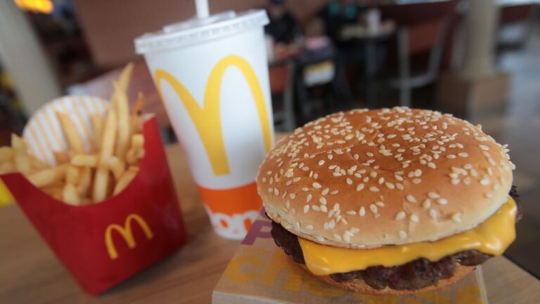 A Quarter Pounder hamburger is served at a McDonald's restaurant. (Scott Olson / Getty Images via CNN Newsource)