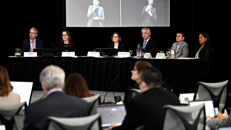 Representatives from the Canadian Security Intelligence Service appear at the Foreign Interference Commission in Ottawa, on Friday, Sept. 27, 2024. (Justin Tang / The Canadian Press)