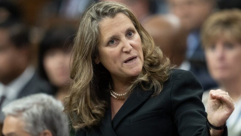 Finance Minister Chrystia Freeland responds to a question from the opposition during Question Period, in Ottawa, Tuesday, Sept. 24, 2024. (Adrian Wyld/The Canadian Press)