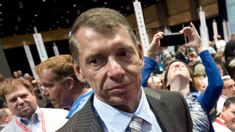 File - Vince McMahon stands at Republican state convention in Hartford, Conn. (Jessica Hill / The Associated Press)