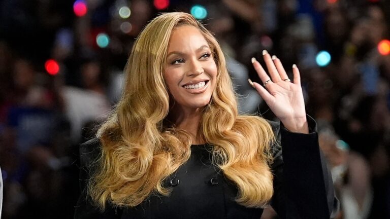 Beyonce appears at a campaign event for Democratic presidential nominee U.S. Vice-President Kamala Harris in Houston, on Oct. 25, 2024. (AP Photo/Susan Walsh, File)