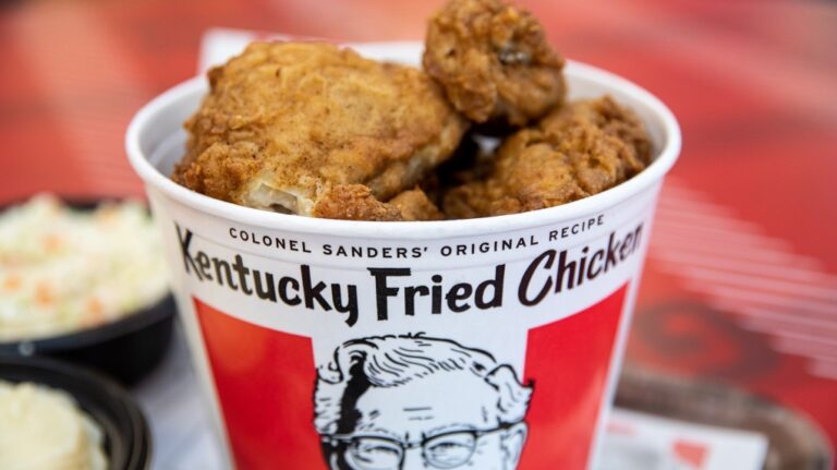 A bucket of fried chicken is arranged for a photograph. (Scott Eisen/Bloomberg/Getty Images via CNN Newsource)