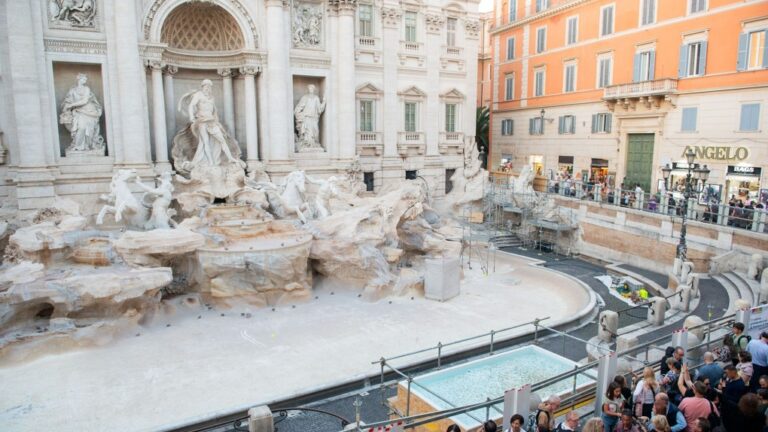 A new temporary pool in front of Rome's iconic Trevi fountain has been widely mocked. Valentina Stefanelli/LaPresse/Shutterstock via CNN Newsource