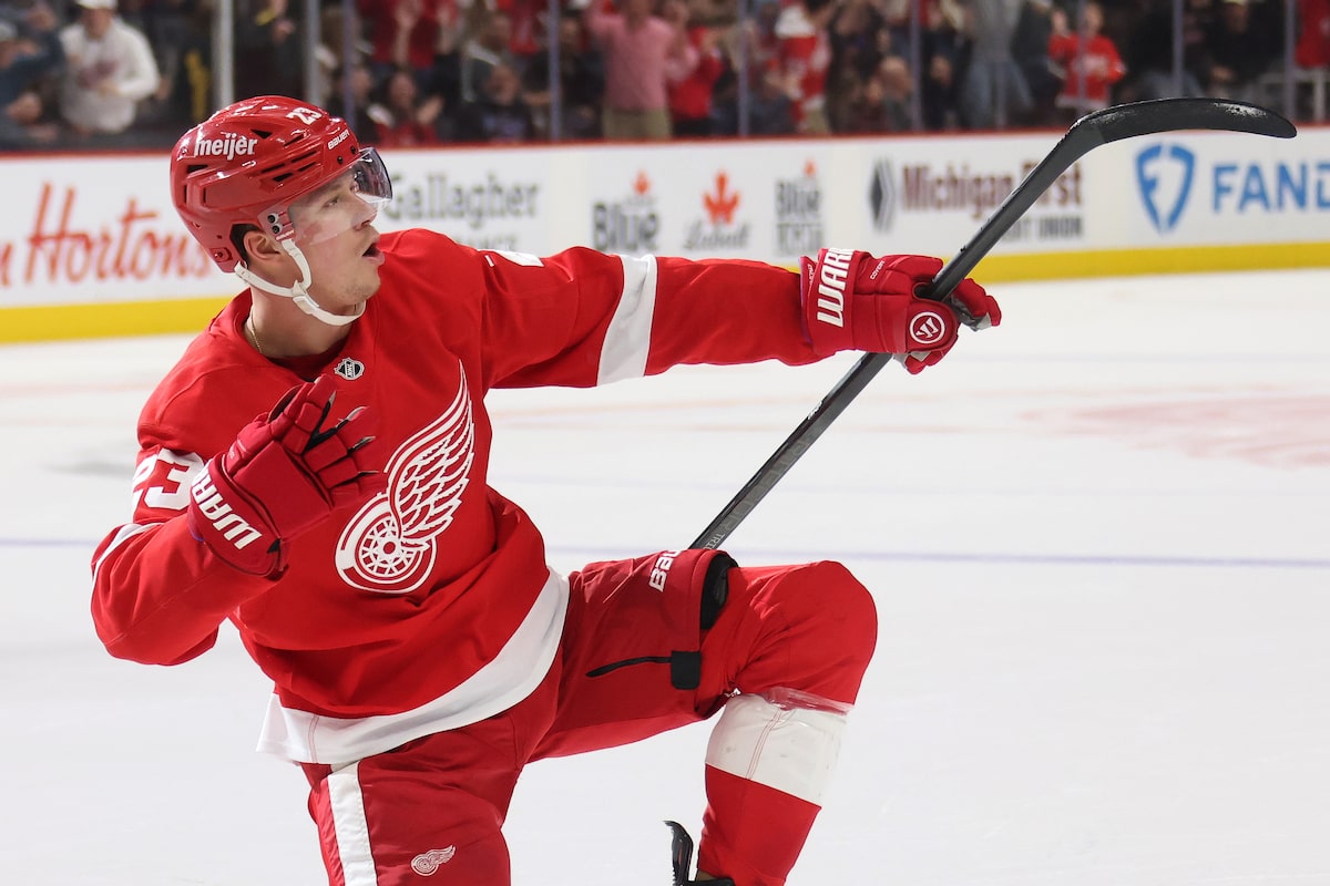Lucas Raymond marque en prolongation alors que les Red Wings battent les Flames 2-1