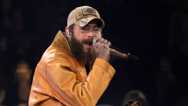 Post Malone performs a medley at the 57th Annual CMA Awards on Wednesday, Nov. 8, 2023, in Nashville, Tenn. (AP Photo/George Walker IV, File)