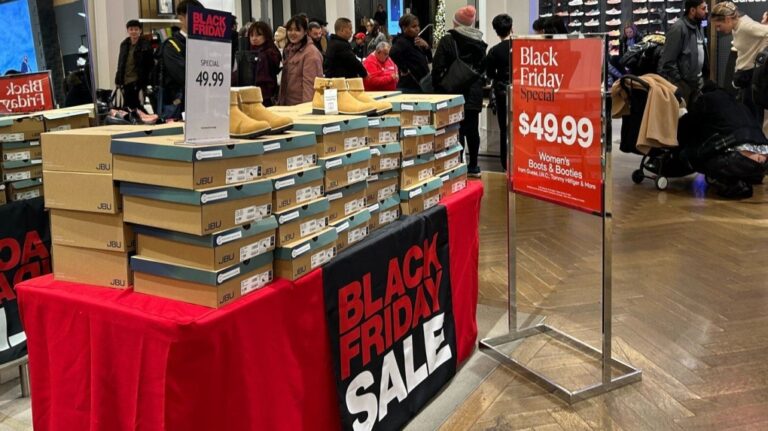 Items on sale for Black Friday are displayed at Macy's department store on Sunday, Nov. 24, 2024, in New York. (AP Photo/Anne D'Innocenzio)