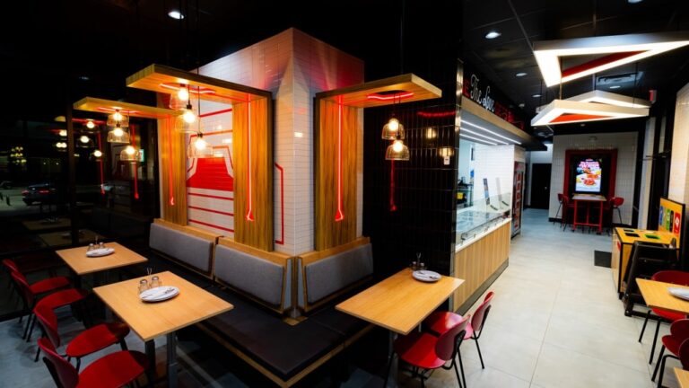 The inside of a redesigned Pizza Hut opening in Plano, Texas is pictured (Pizza Hut via CNN Newsource)