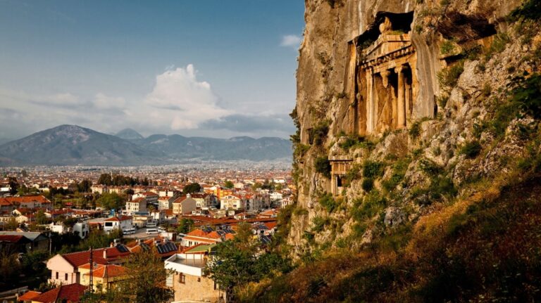 Lycian rock-cut tombs above Fethiye in Turkiye (Ron Watts/The Image Bank RF/Getty Images via CNN Newsource)