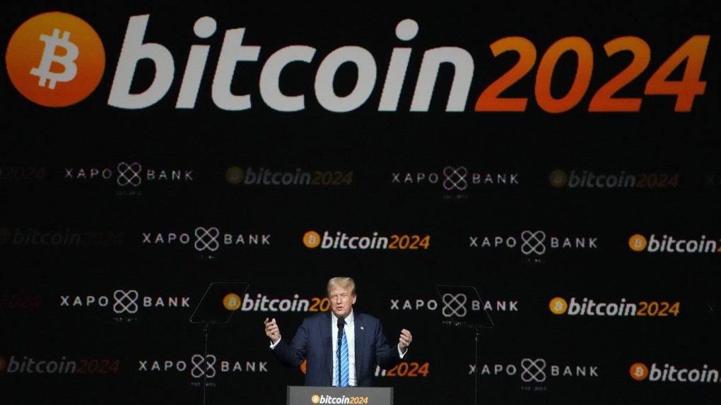 Republican presidential candidate former President Donald Trump speaks at the Bitcoin 2024 Conference Saturday, July 27, 2024, in Nashville, Tenn. (AP Photo/Mark Humphrey, File)