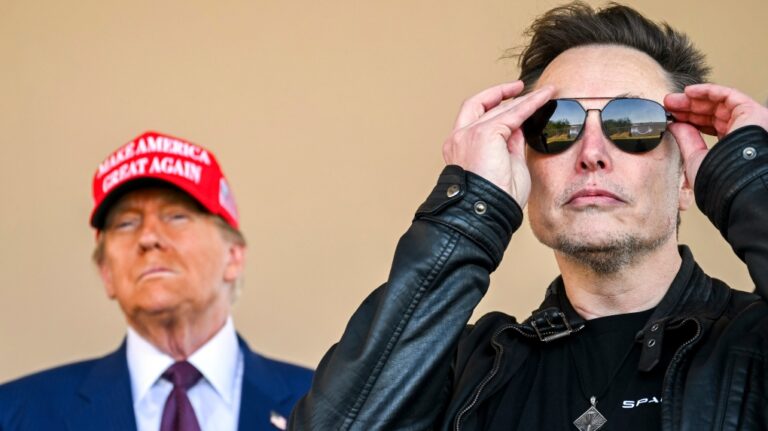 U.S. president-elect Donald Trump arrives to watch SpaceX's mega rocket Starship lift off for a test flight with Elon Musk from Starbase in Boca Chica, Texas, Tuesday, Nov. 19, 2024. (Brandon Bell/Pool via AP)