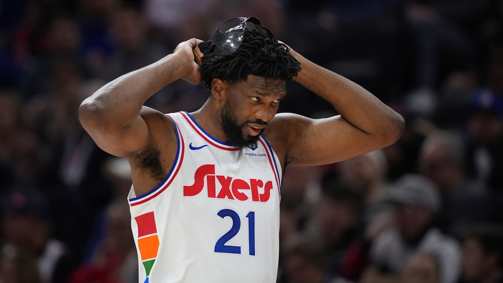 Philadelphia 76ers' Joel Embiid plays during an NBA basketball game, Dec. 23, 2024, in Philadelphia. (AP Photo/Matt Slocum)