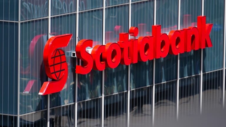 A Scotiabank sign is shown on a shopping mall in Ottawa on Thursday, June 27, 2024. THE CANADIAN PRESS/Sean Kilpatrick