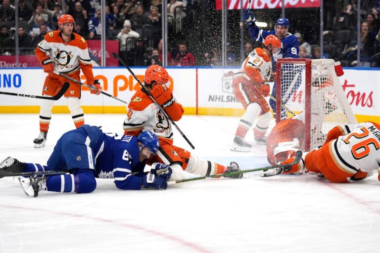 Les Leafs survivent aux Ducks 3-2 malgré la blessure du gardien Stolarz