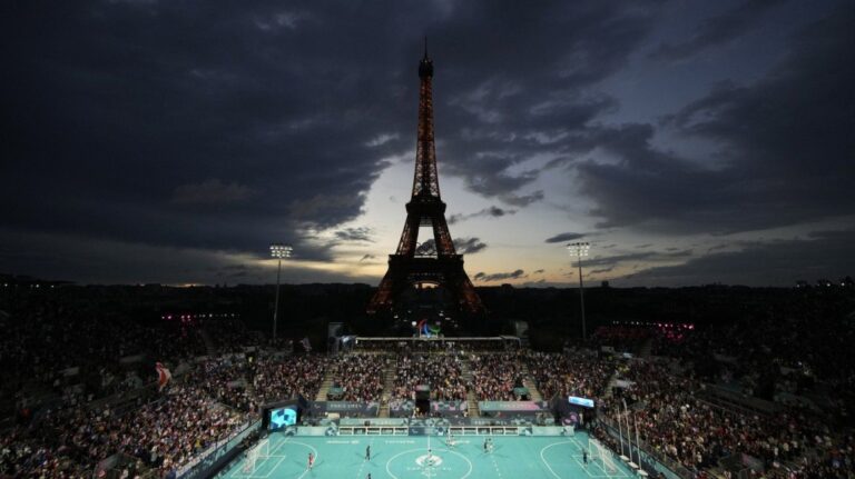 France and Argentina compete in the blind football gold medal match at the 2024 Paralympics, Sept. 7, 2024, in Paris, France. (AP Photo/Christophe Ena, File)
