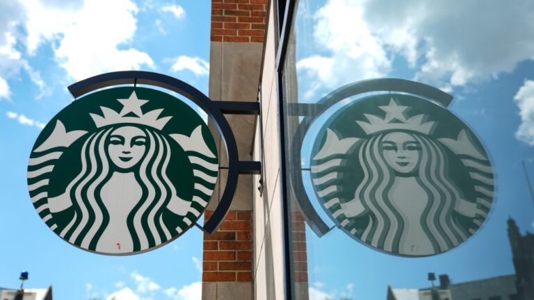 A sign at a Starbucks is displayed in Philadelphia, May 1, 2024. (AP Photo/Matt Rourke)