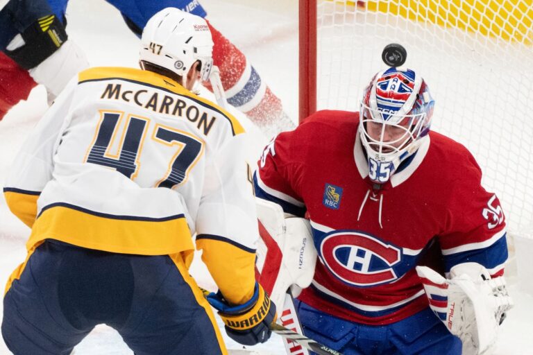 Montembeault et Laine mènent les Canadiens à une victoire de 3-0 alors que les Predators perdent une sixième fois de suite