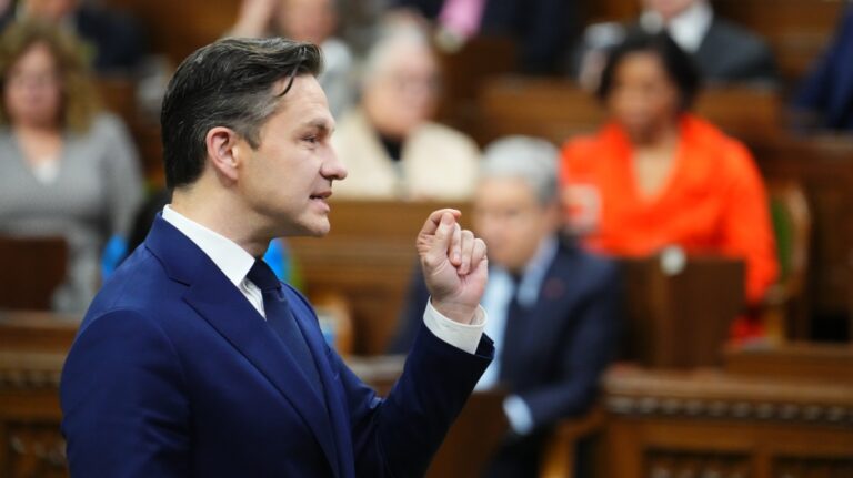 Conservative Leader Pierre Poilievre asks a question during Question Period in the House of Commons in Ottawa on Wednesday, Dec.4, 2024. (THE CANADIAN PRESS/Sean Kilpatrick)