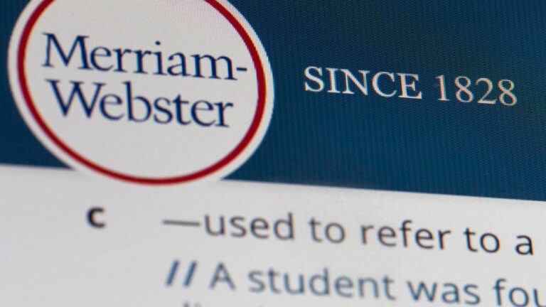 Merriam-Webster.com is displayed on a computer screen, Dec. 6, 2019, in New York. (AP Photo/Jenny Kane, File)
