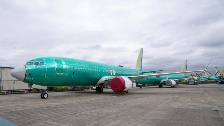 Boeing 737 Max airliners are parked at the company's factory in Renton, Wash., on Sept. 12, 2024. (Stephen Brashear / AP Photo)