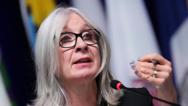 Indigenous Services Minister Patty Hajdu takes part in a panel in Ottawa on Dec. 5, 2024. (Sean Kilpatrick / The Canadian Press)