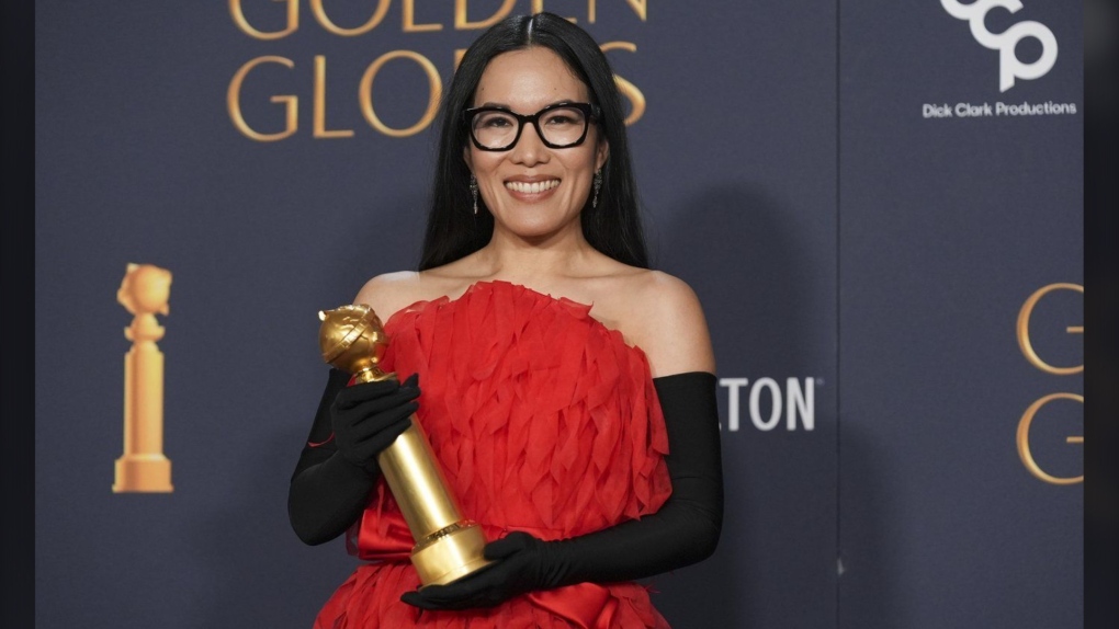 Ali Wong poses with the award for best performance in stand-up comedy on television for "Ali Wong: Single Lady" during the 82nd Golden Globes on Sunday, Jan. 5, 2025, in Beverly Hills, Calif. (AP Photo/Chris Pizzello)