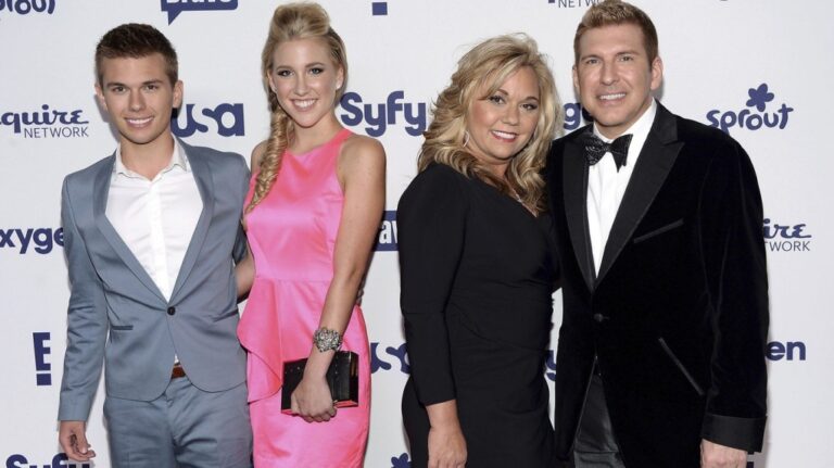 "Chrisley Knows Best" cast members from left, Chase Chrisley, Savannah Crisley, Julie Crisley and Todd Chrisley attend the NBCUniversal Cable Entertainment 2014 Upfront at the Javits Center on Thursday, May 15, 2014, in New York. (Evan Agostini/Invision/AP)