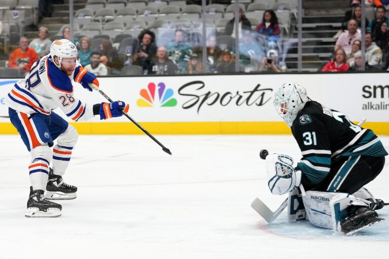 Les Oilers ont battu les requins 3-2 malgré la perte de Draisaitl à cause d'une blessure non divulguée