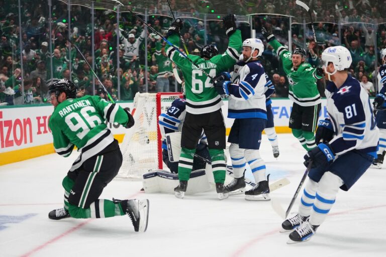 Mikko Rantanen a un but et 2 passes décisives pour les étoiles en 5-2 victoires sur Jets pour prendre une avance de 2-1