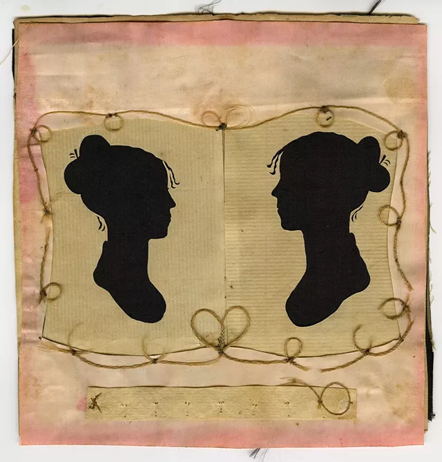 "Double Silhouette: Sylvia Drake et Charity Bryant" par un artiste non identifié, vers 1807-15. - Collection du musée Henry Sheldon