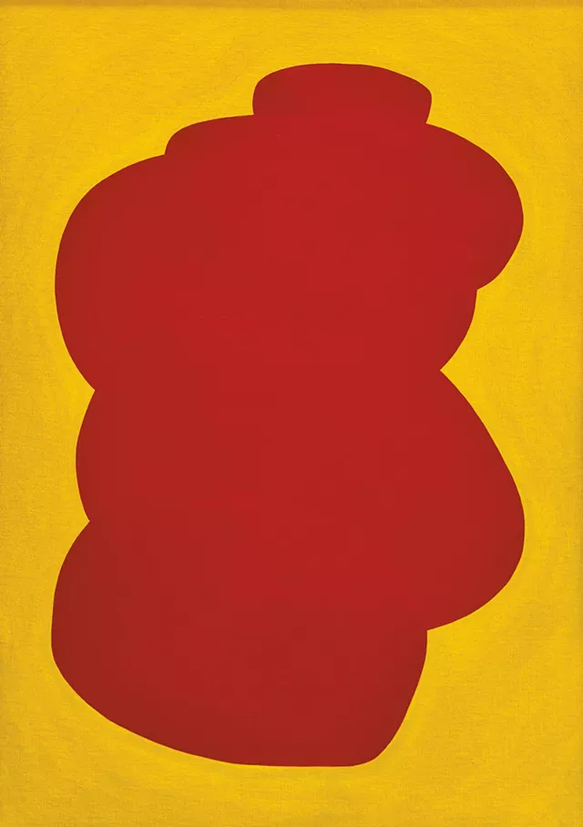 «Sans titre (rouge et jaune, portrait de Joan)», c.1968, par Diana Pumpelly Bates - gracieuseté