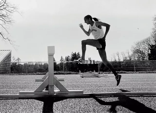 Nathan sur le cours de steeple au Haverford College, c.1995 - gracieuseté de Gavin Boyles