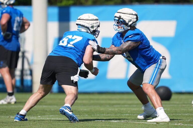 Détroit Lions Offensive Ligne un travail en cours après le remaniement intersaison