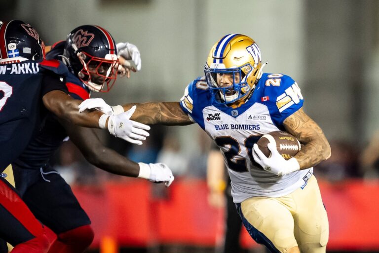 Brady Oliveira mène Winnipeg Blue Bombers à 26-13 victoire sur les alouettes de Montréal en difficulté