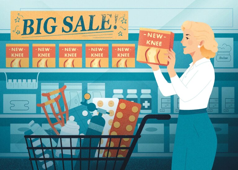 Dans une campagne publicitaire, la Croix Bleue demande aux patients de magasiner