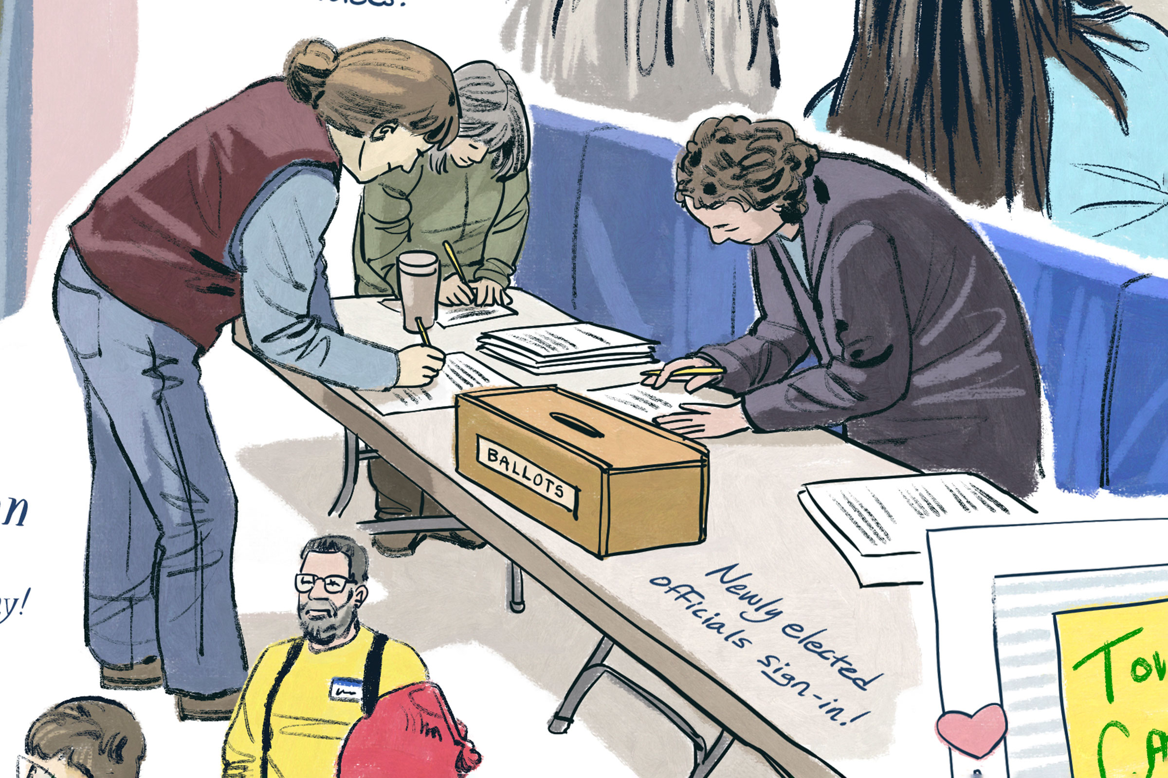 Un illustrateur de Woodbury capture l'essence d'une réunion municipale
